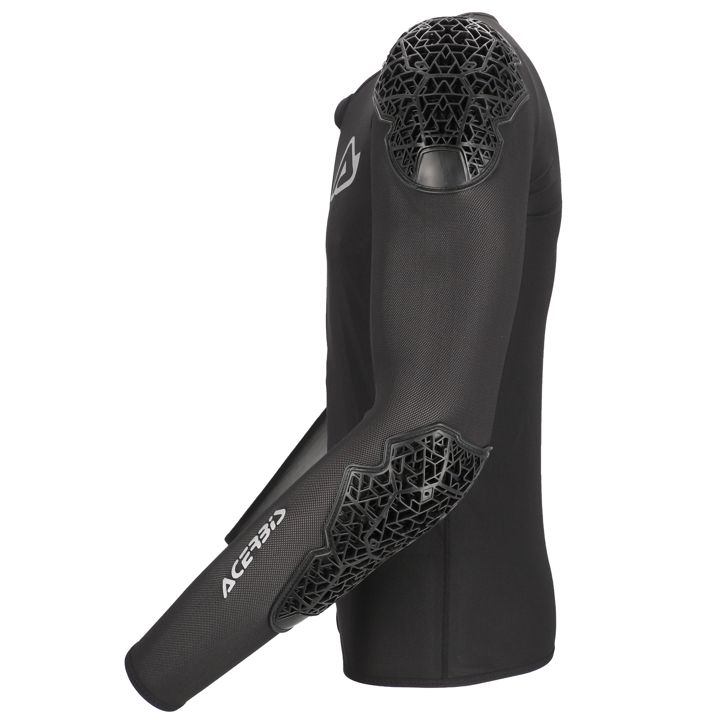 Black motorcycle glove with geometric design on a white background