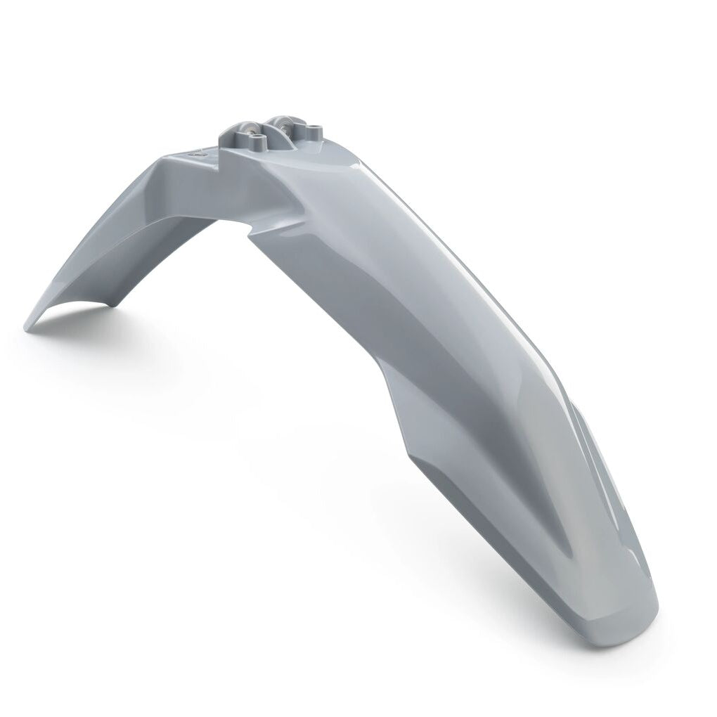 Gray motorcycle fender on a white background