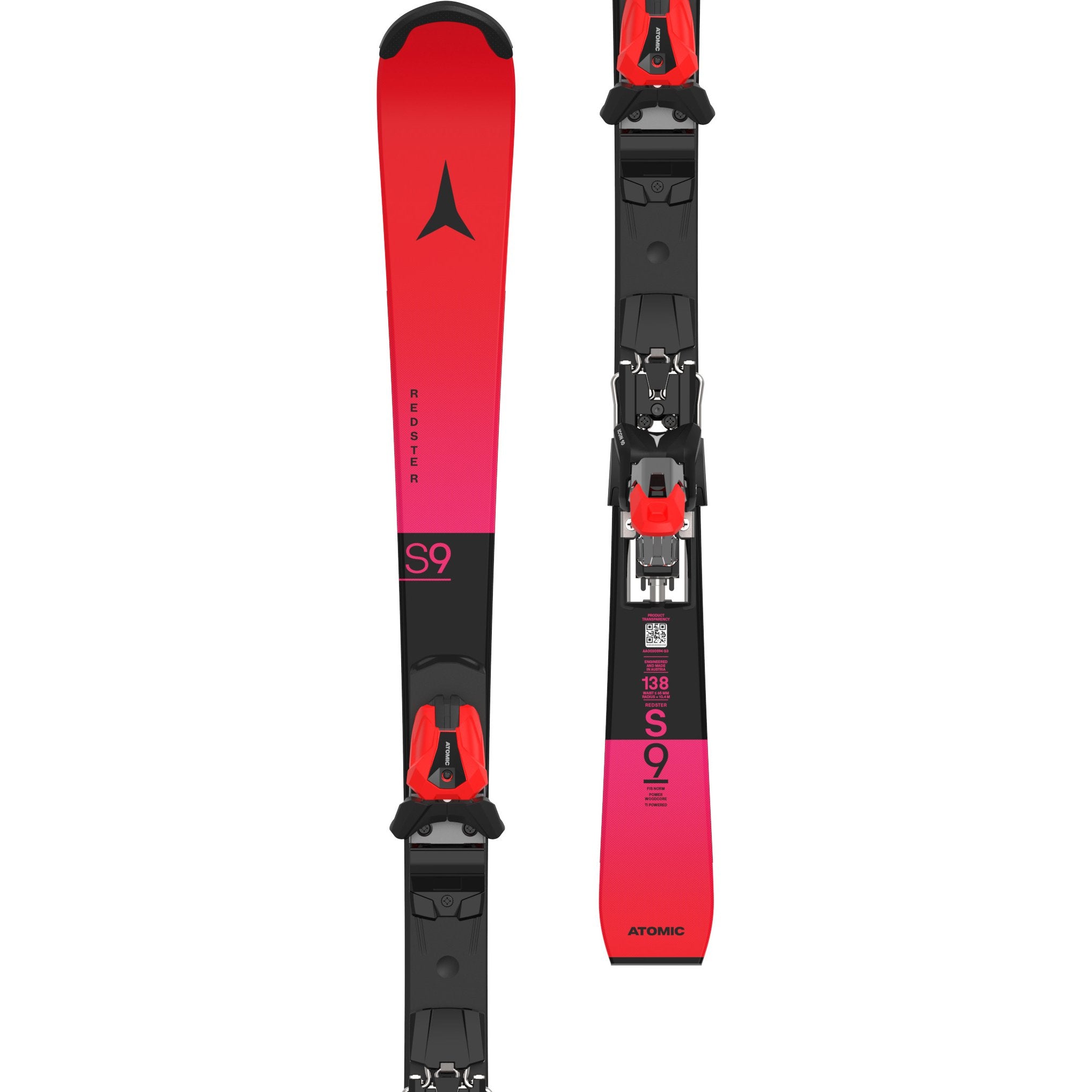 ATOMIC NYI Redster FIS S9 J-RP3 redbk/pink w/Icon10 alpine skis with bindings