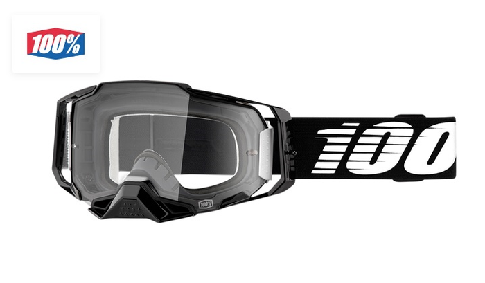 100% goggles Armega svart med klara glasögon