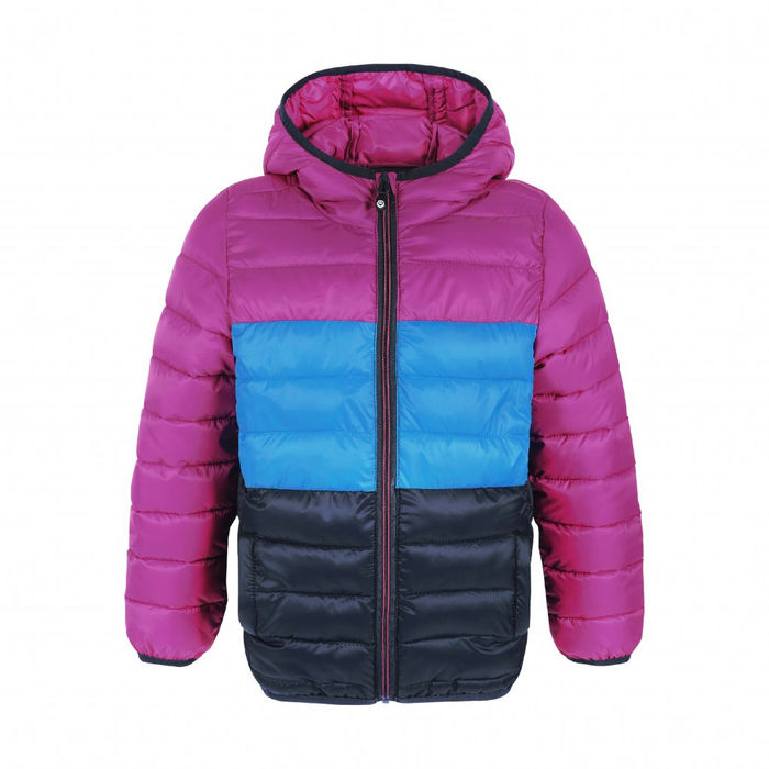 COLOR KIDS ziemas jaka jacka quiltad med huva Packbar violett/blå/svart