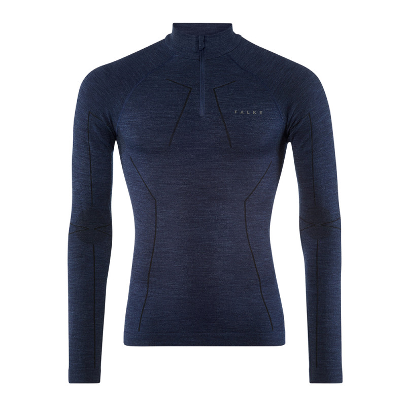 falke-termokrekls-ls-wool-tech-zip-reg-dark-blue