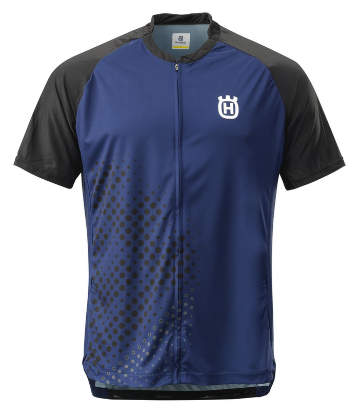 HUSQVARNA cykeltröja SS Discover Jersey med hel dragkedja blå/svart