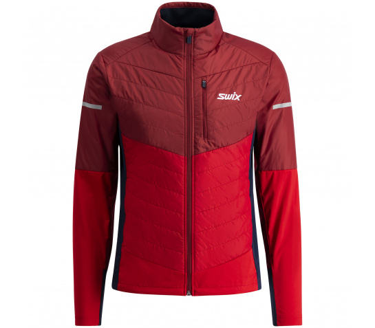 SWIX cross country skiing jacket Dynamic Hybrid Insulated dark red/red