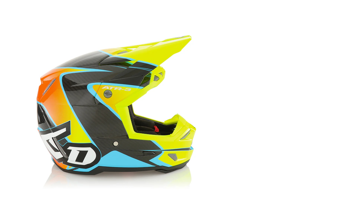 6D helmet ATR-3 Wave Gloss cyan/neon orange/yellow