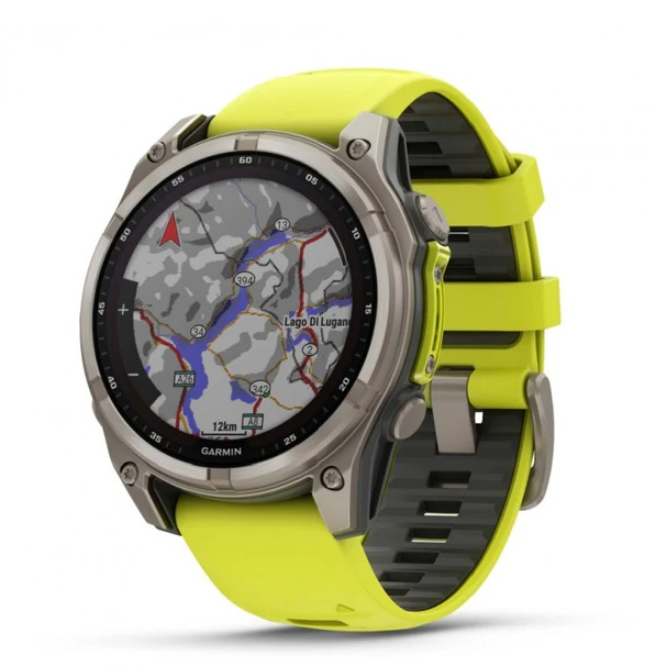 GARMIN-klocka Fenix 8 47mm Solar Safir titan/gul