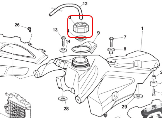HUSQVARNA cover fuel fuel tank with gasket '08-'13