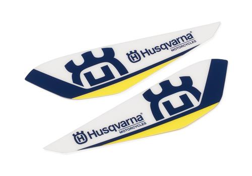 HUSQVARNA sticker hand guards LH/RH HQ Logo white/blue/yellow