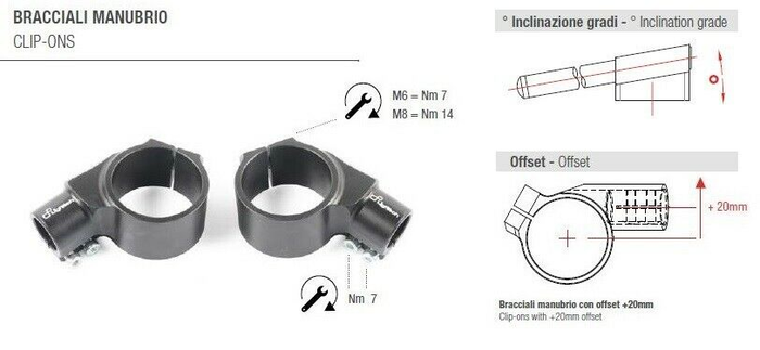 LIGHTECH mounting set handlebar rods Clip On's Central D. 55 black