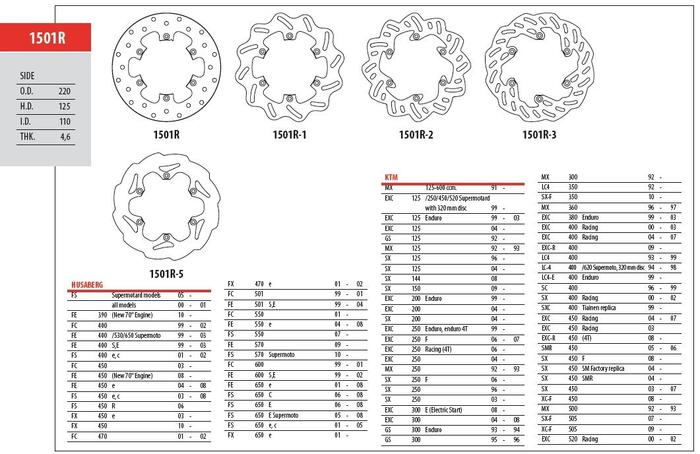 GOLDFREN brake disc r  220mm HUSQVARNA All 125-501 '14-'20
