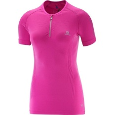 SALOMON shirt SS Lightning Pro Zip Tee W pink
