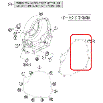 HUSQVARNA clutch cover gasket 701 '16-'22
