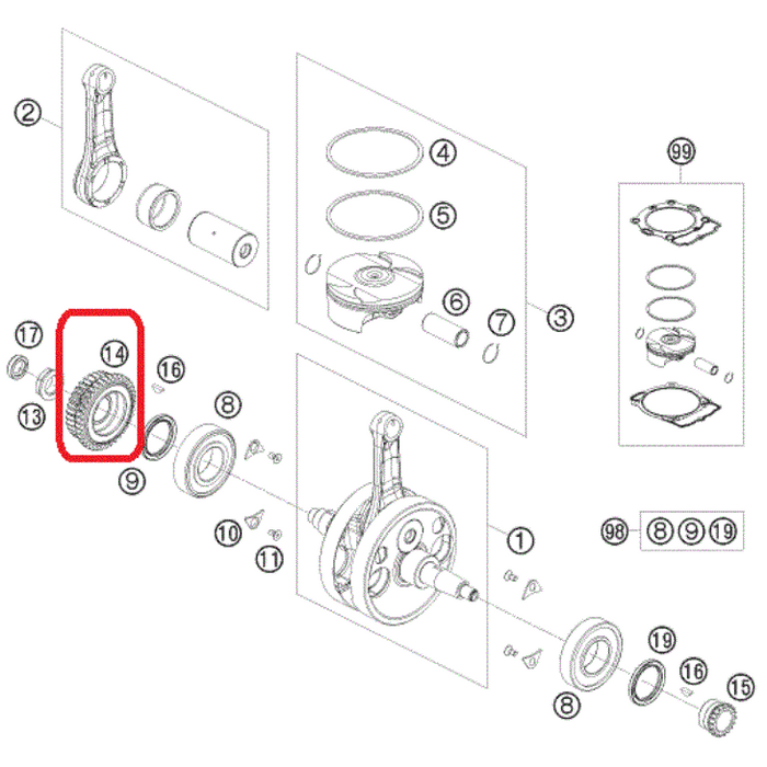HUSQVARNA gear on crankshaft 450/501 '14-'16