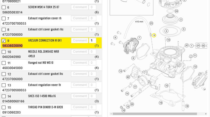 HUSQVARNA vakuumröranslutning M6x1 2T '14-'19