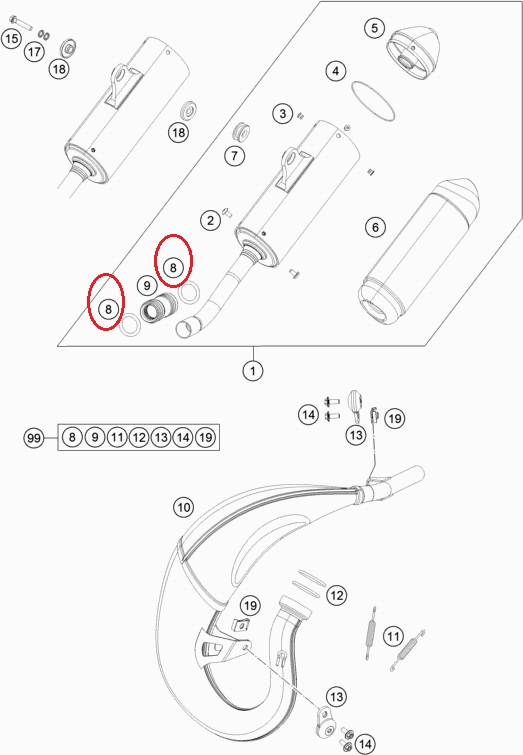 HUSQVARNA fjäder för avgasanslutningsgummi 2T