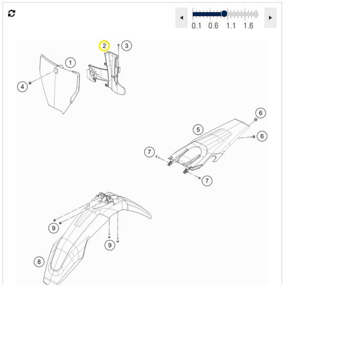 HUSQVARNA plastguide för bromsrör för MX 125-450 '21 gul