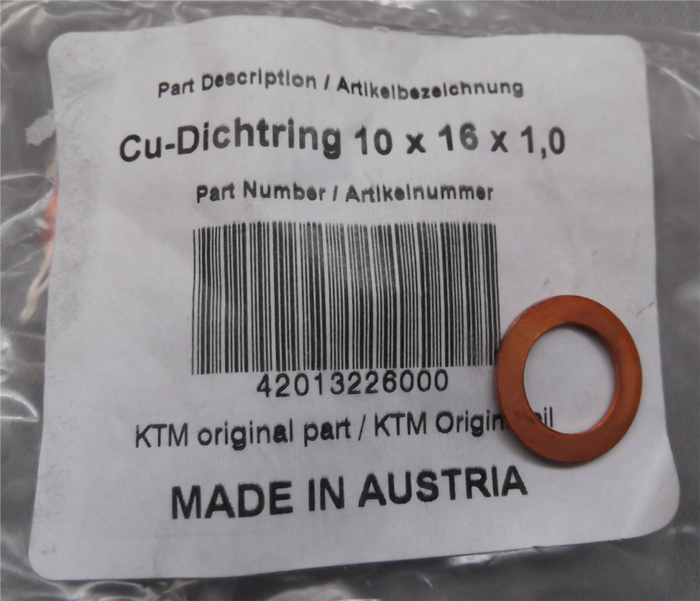HUSQVARNA-packning för kopparkopplingslyftstång nedre 10x16x1