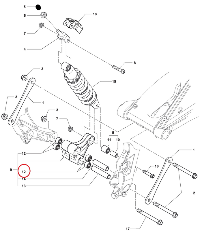 MV AGUSTA nållager bakre fjädringsarm HK1814L/3AS B3/F3
