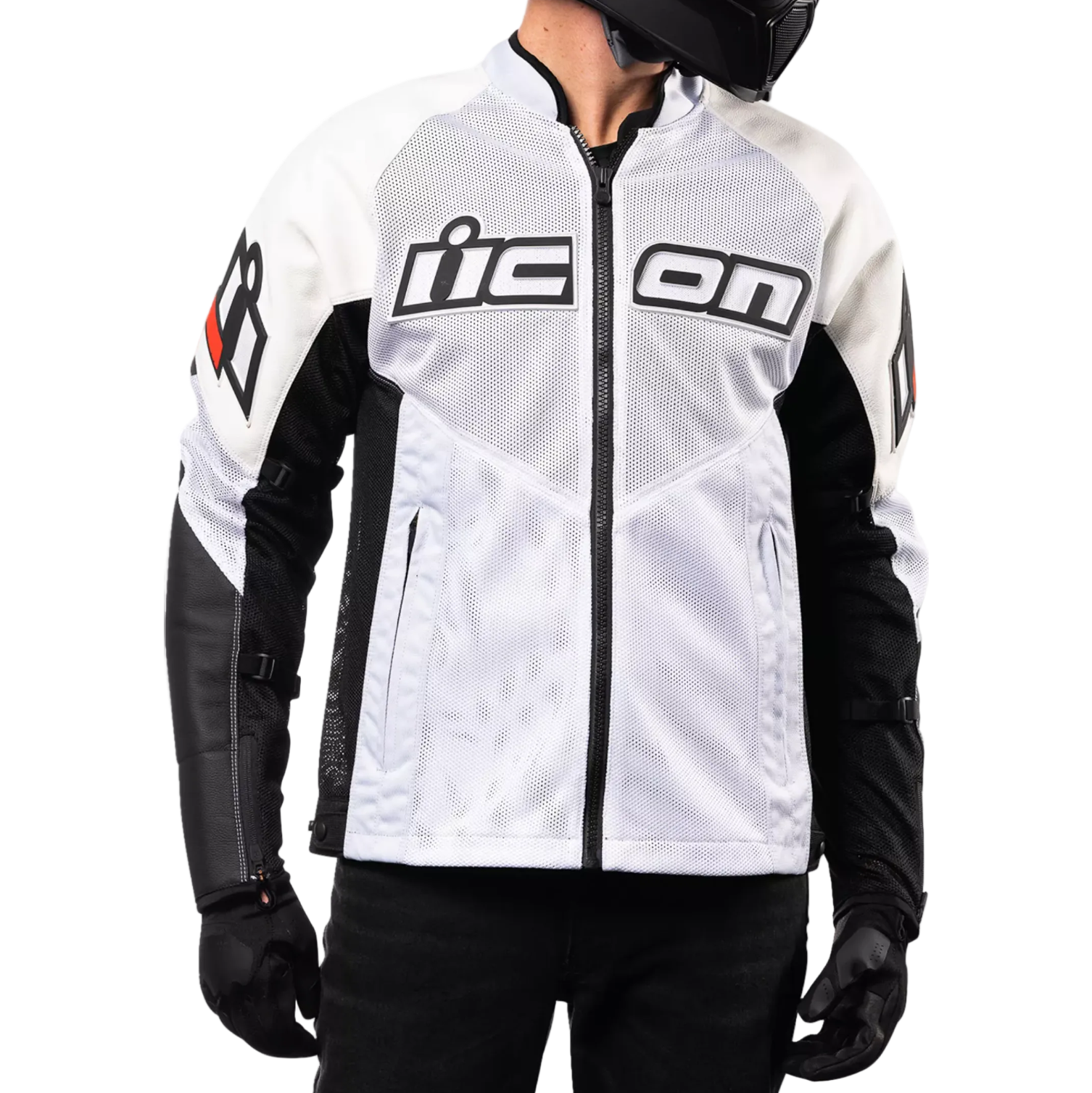 ICON jacket Mesh AF Leather CE white/black