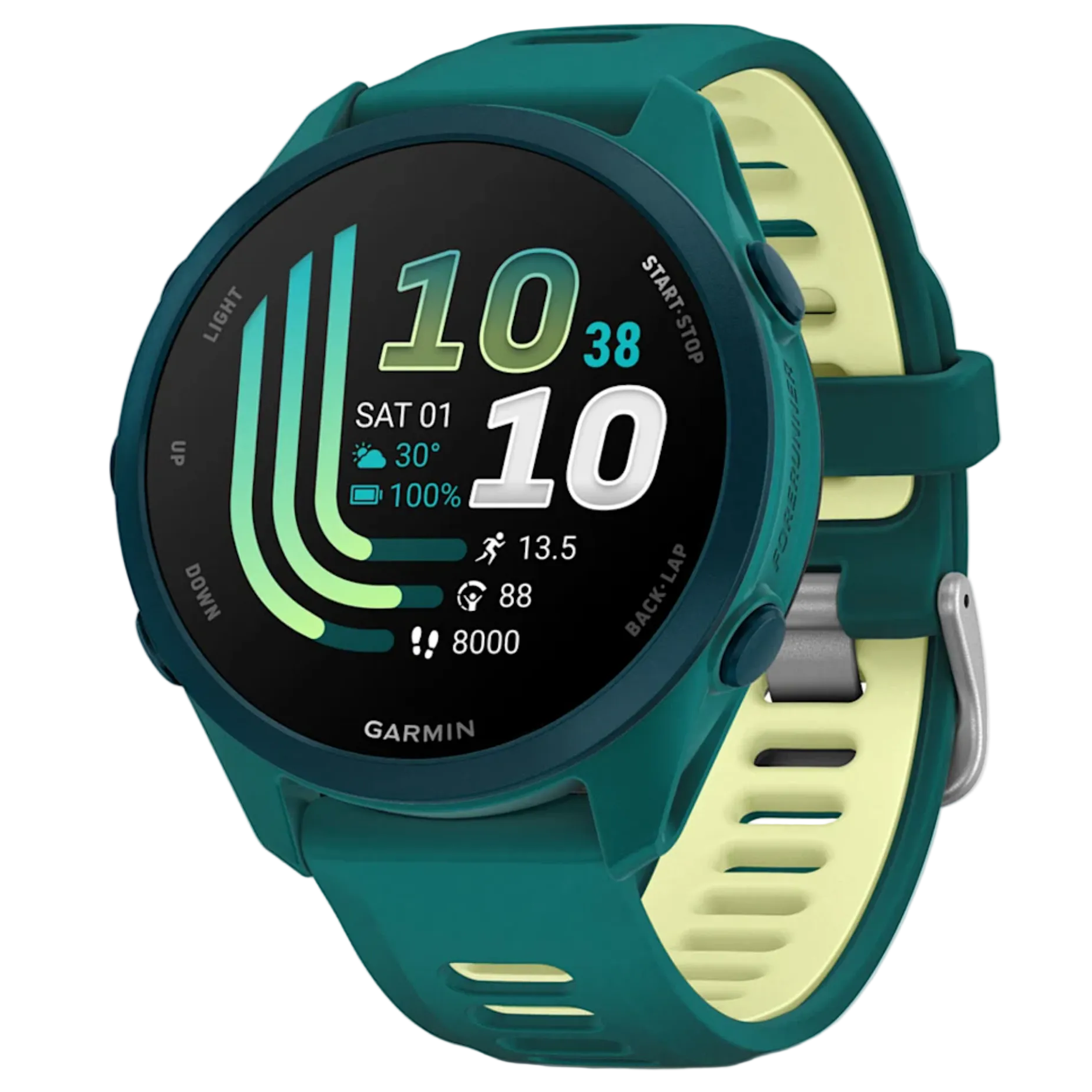 GARMIN Forerunner 170 43mm Music GPS WiFi teal green/citron yellow