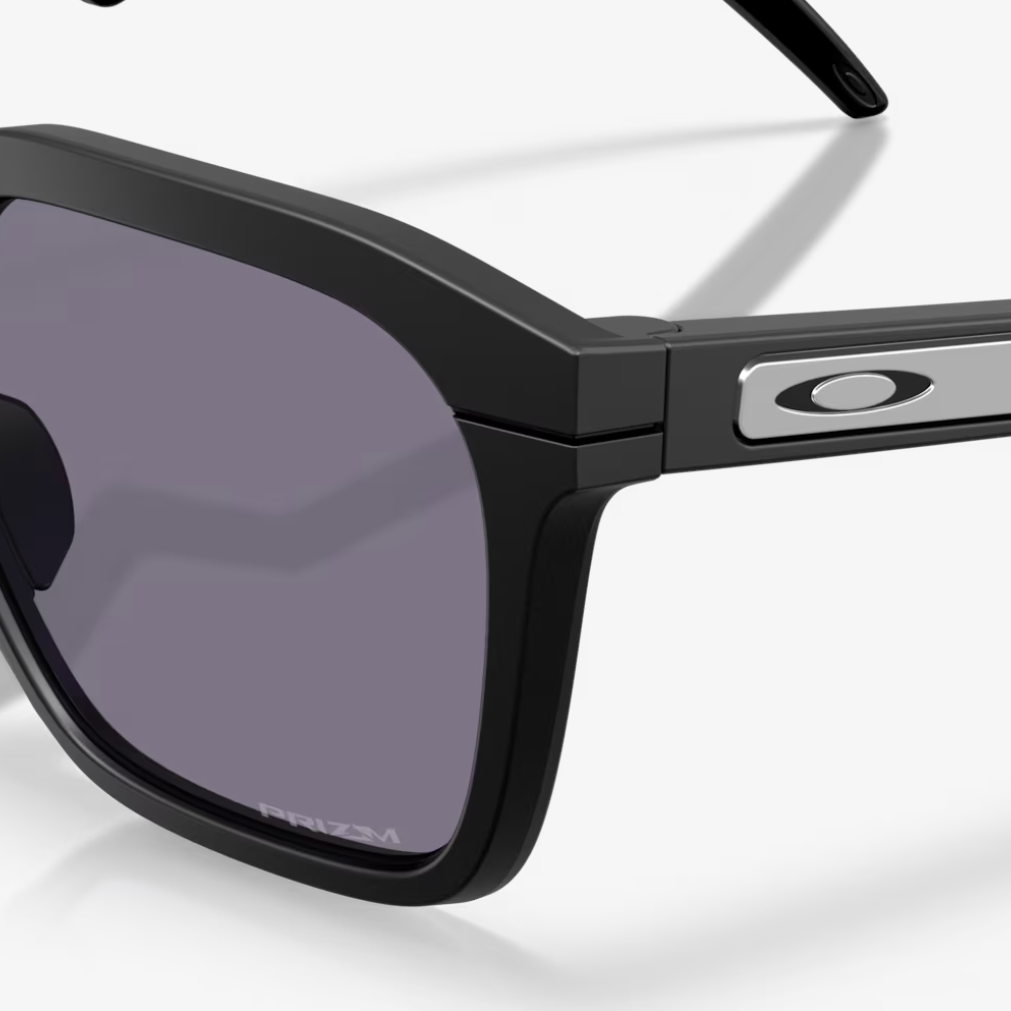 Black sunglasses with a reflective surface on a white background