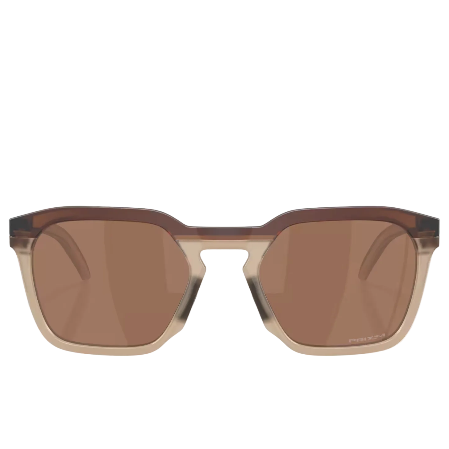 Sunglasses with brown lenses and beige frame on a white background