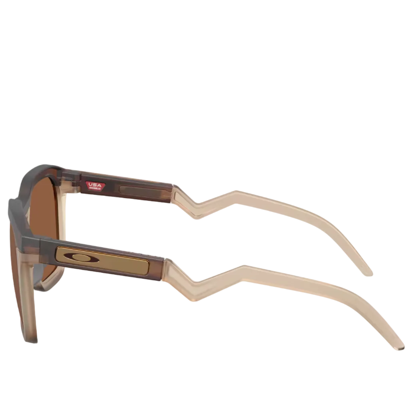 Sunglasses with a brown frame and clear lenses on a white background
