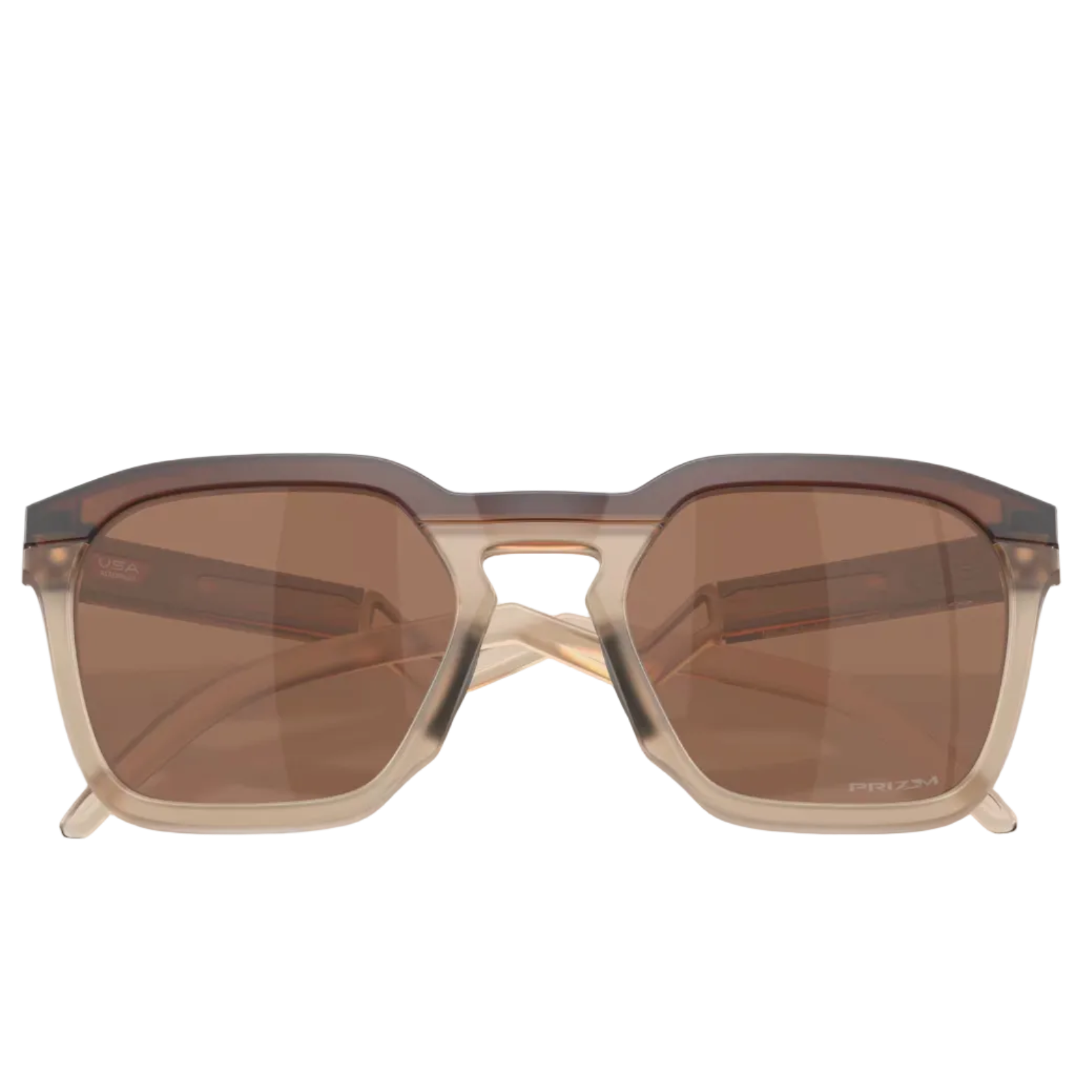 Sunglasses with a brown gradient lens on a white background