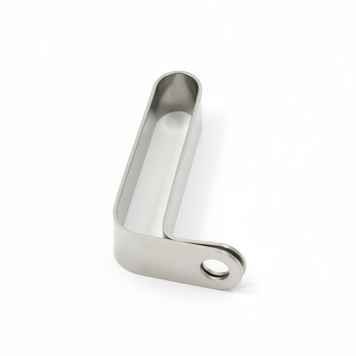 Metal bracket on a textured white background