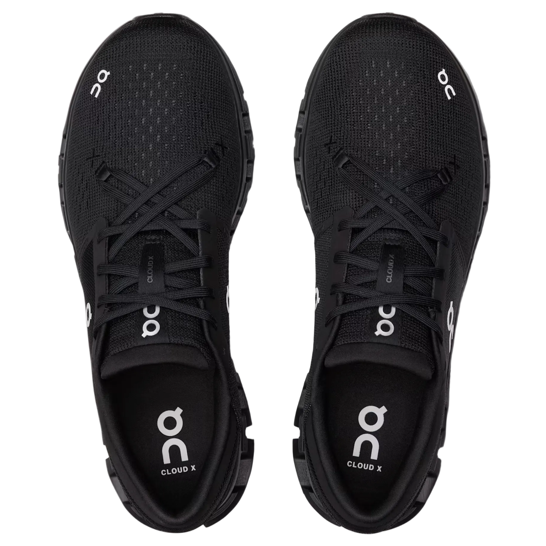 Pair of black running shoes on a light gray background