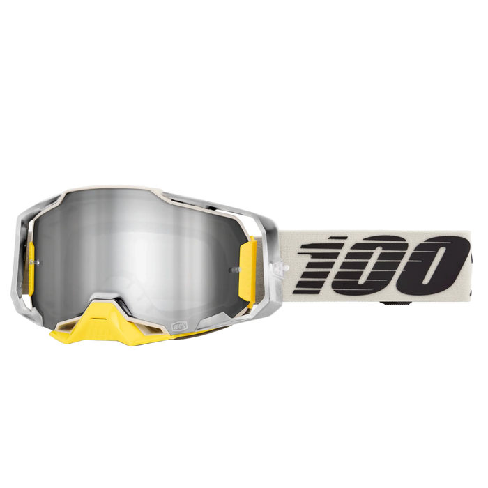 100% goggles Armega Viggo silver/gul med spegellins i silver flash