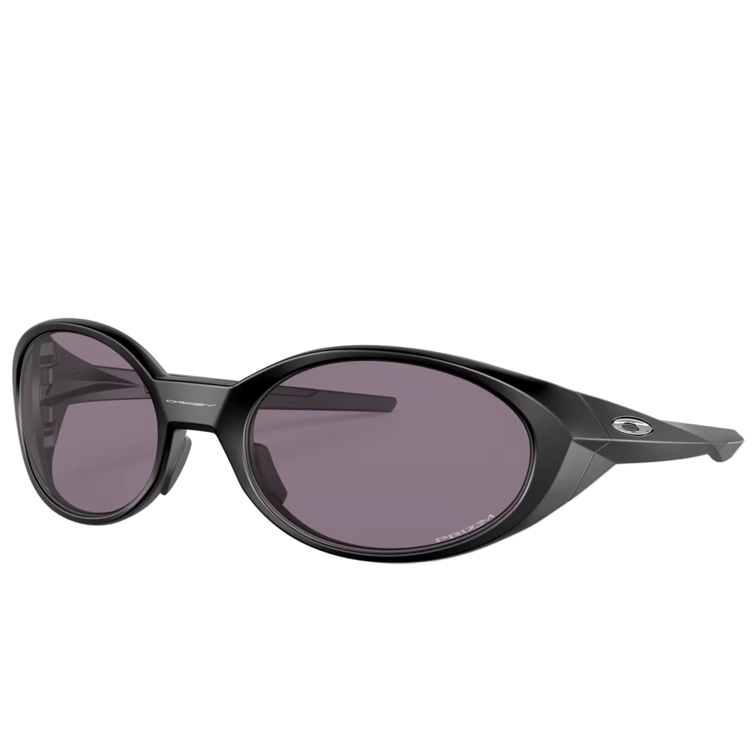 Black sunglasses with a reflective surface on a white background