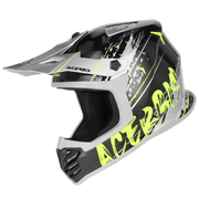 Motorcycle helmet with Acerbis branding on a white background