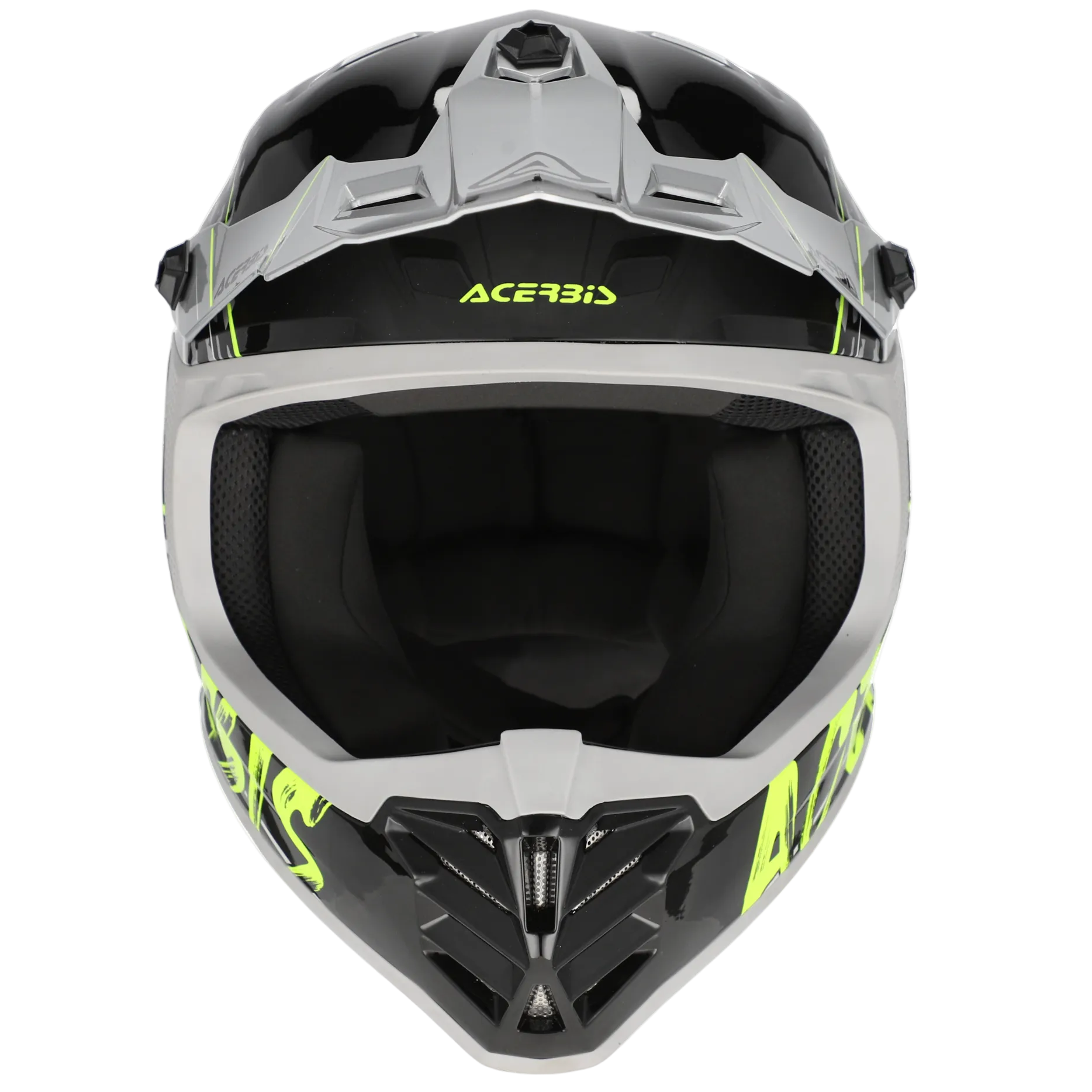 Motorcycle helmet with Acerbis logo on a white background