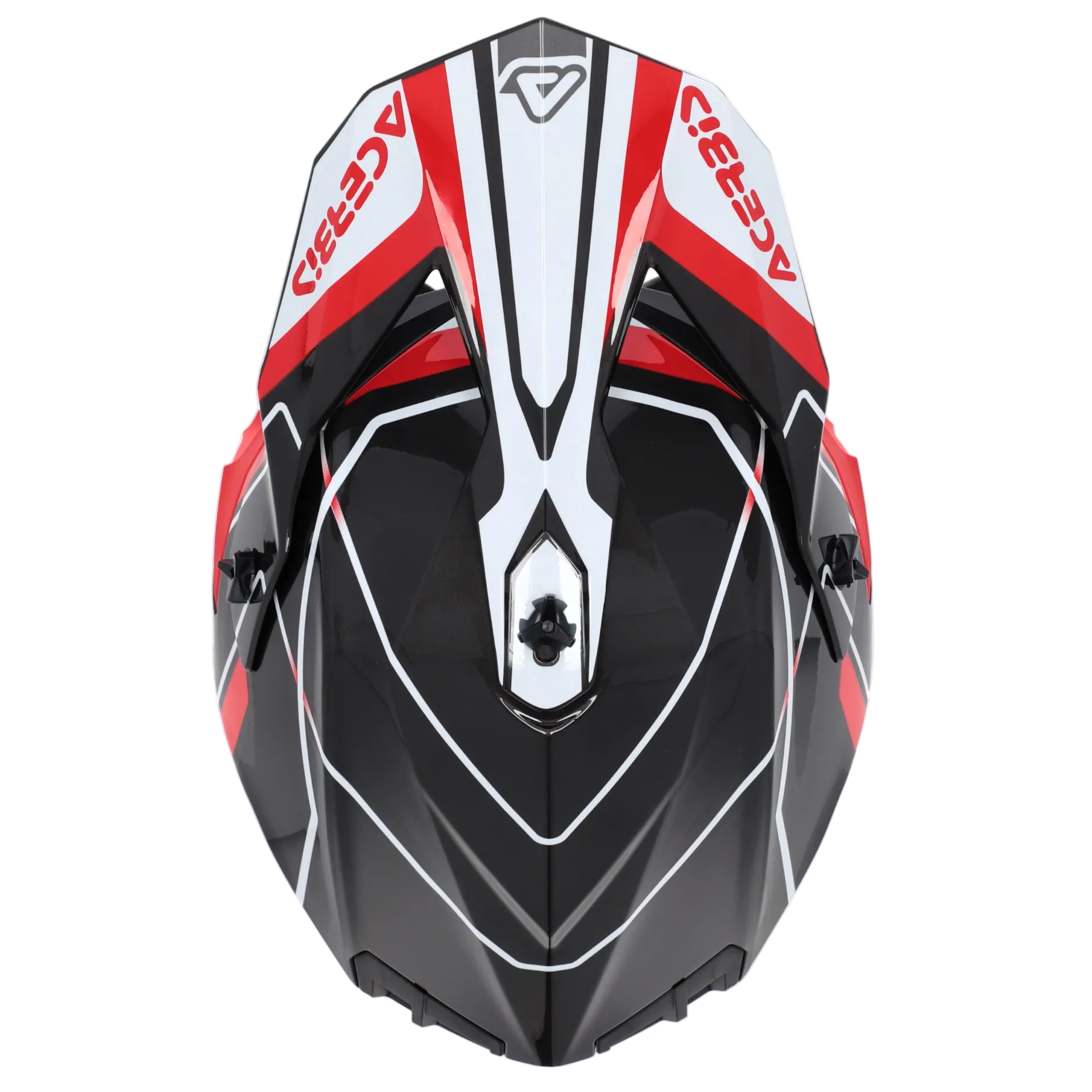 Black, red, and white helmet with 'Acerbis' branding on a white background