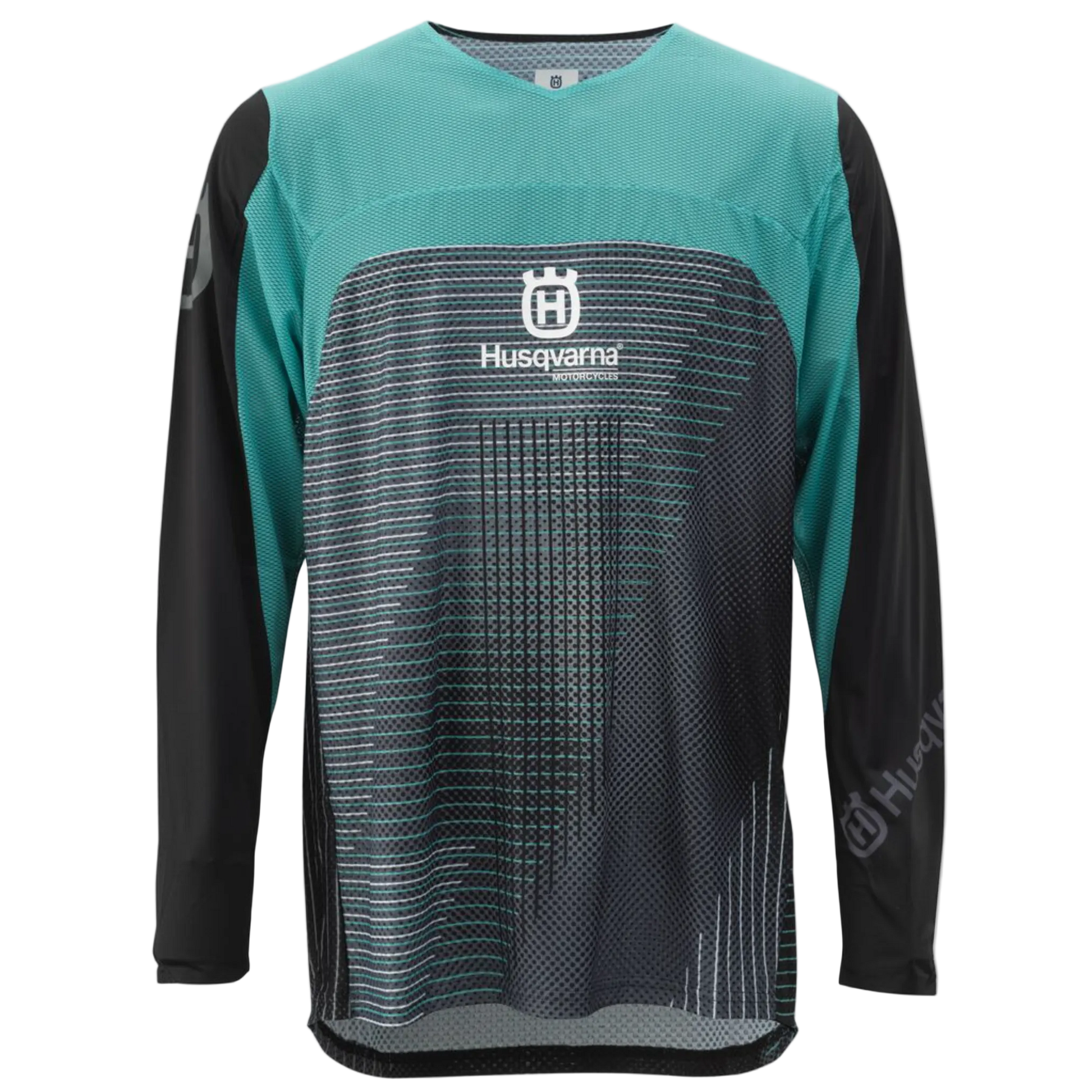 Long-sleeve shirt with Husqvarna logo on a white background