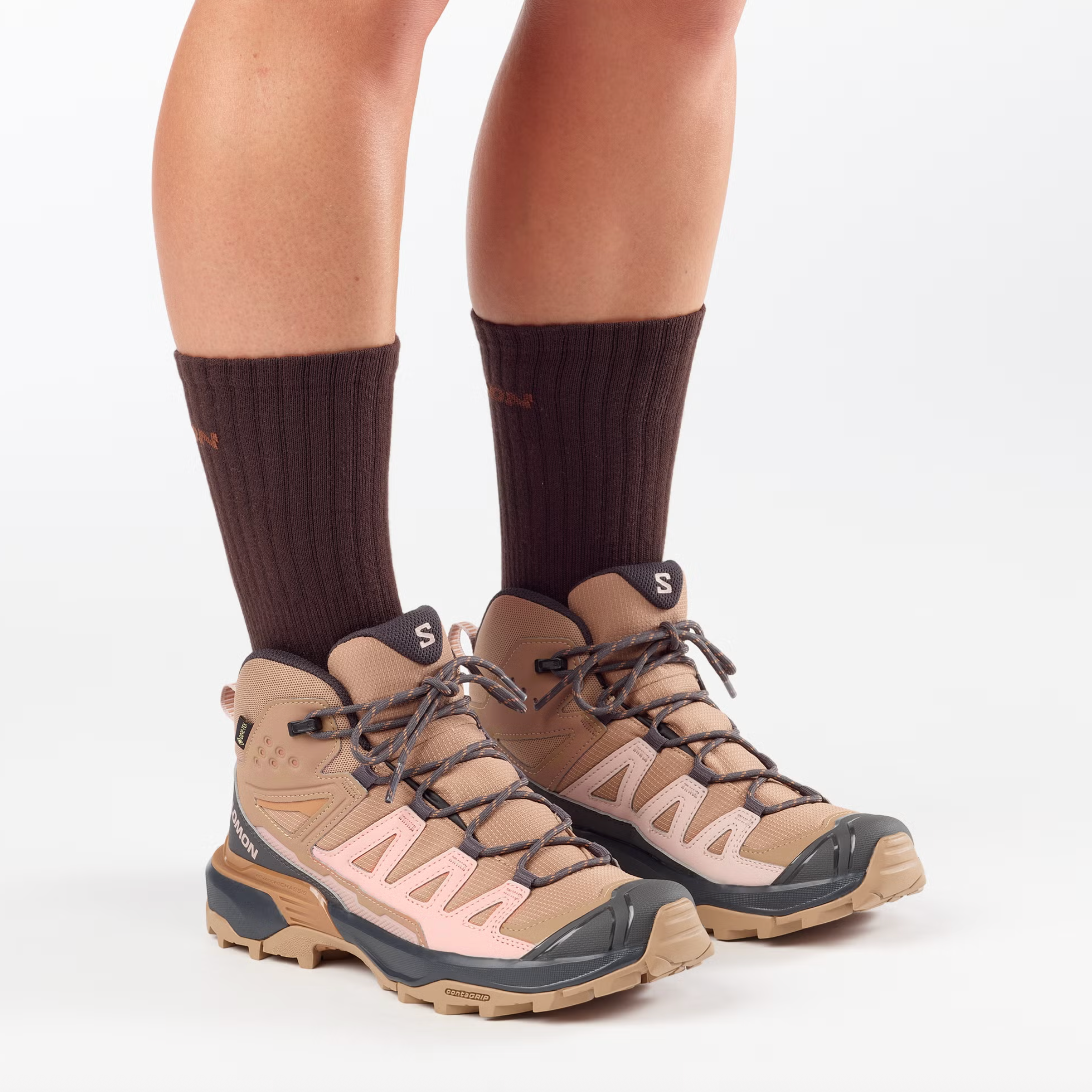 SALOMON skor X Ultra 360 Mid GTX W burro/skuggrå/pecanbrun