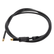 Black cable with gold connectors on a light gray background