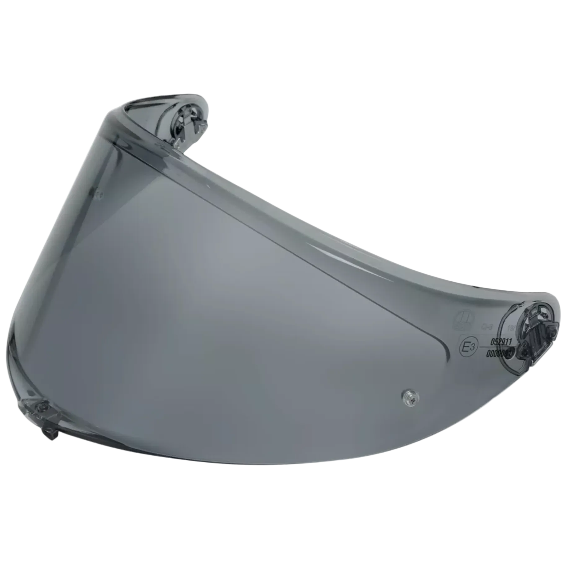 Black motorcycle helmet visor on a white background