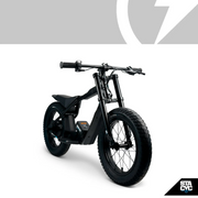 Black electric bike on a white background with a visible brand logo.