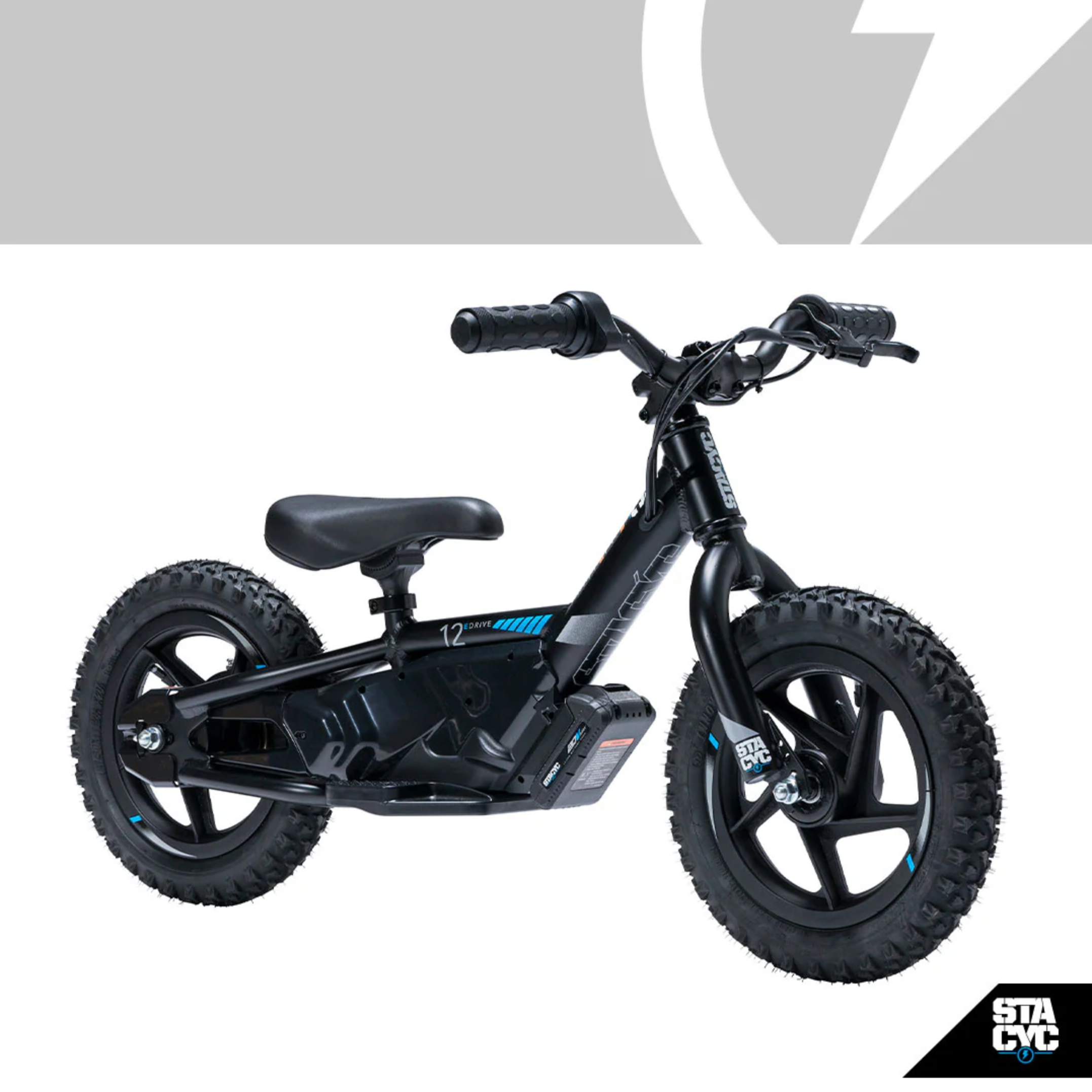 Black electric balance bike on a white background with a visible brand logo.