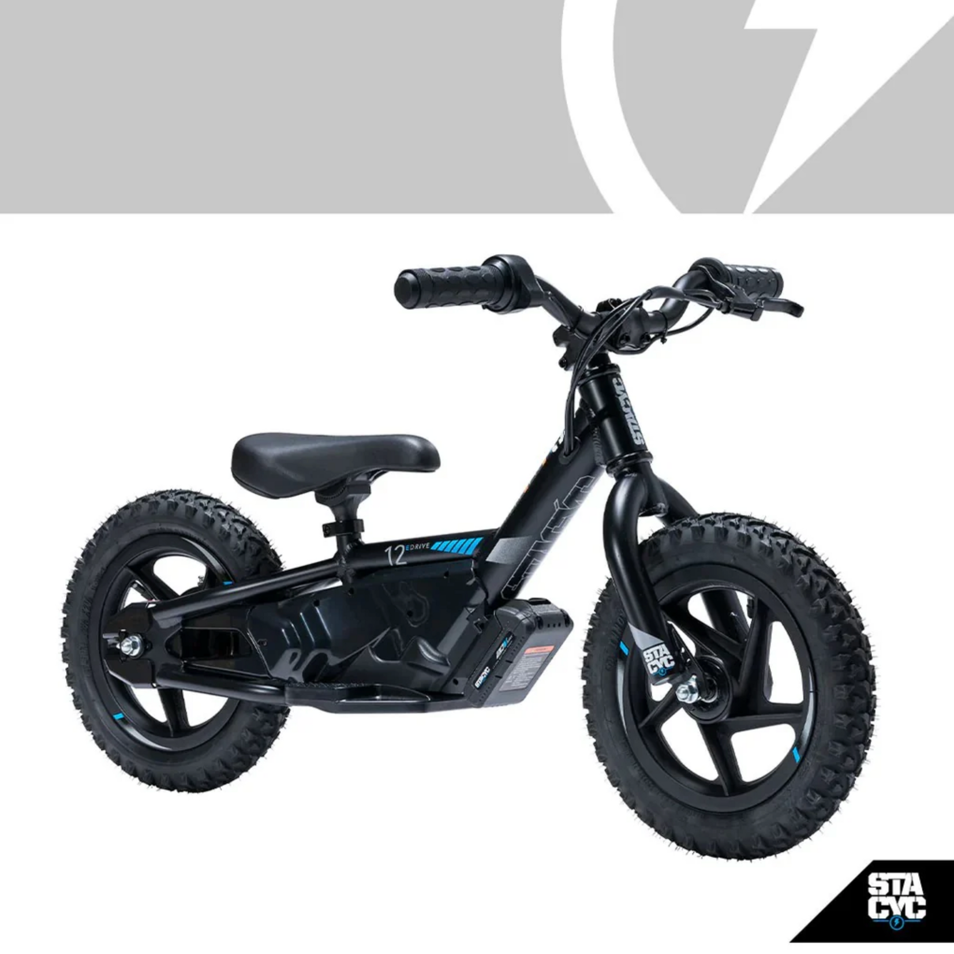 Black electric balance bike on a white background with a visible brand logo.