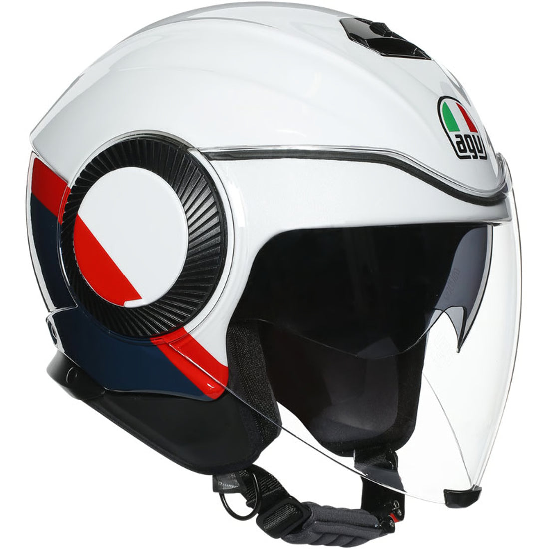 AGV hjälm Orbyt Block pärlvit/blå/röd