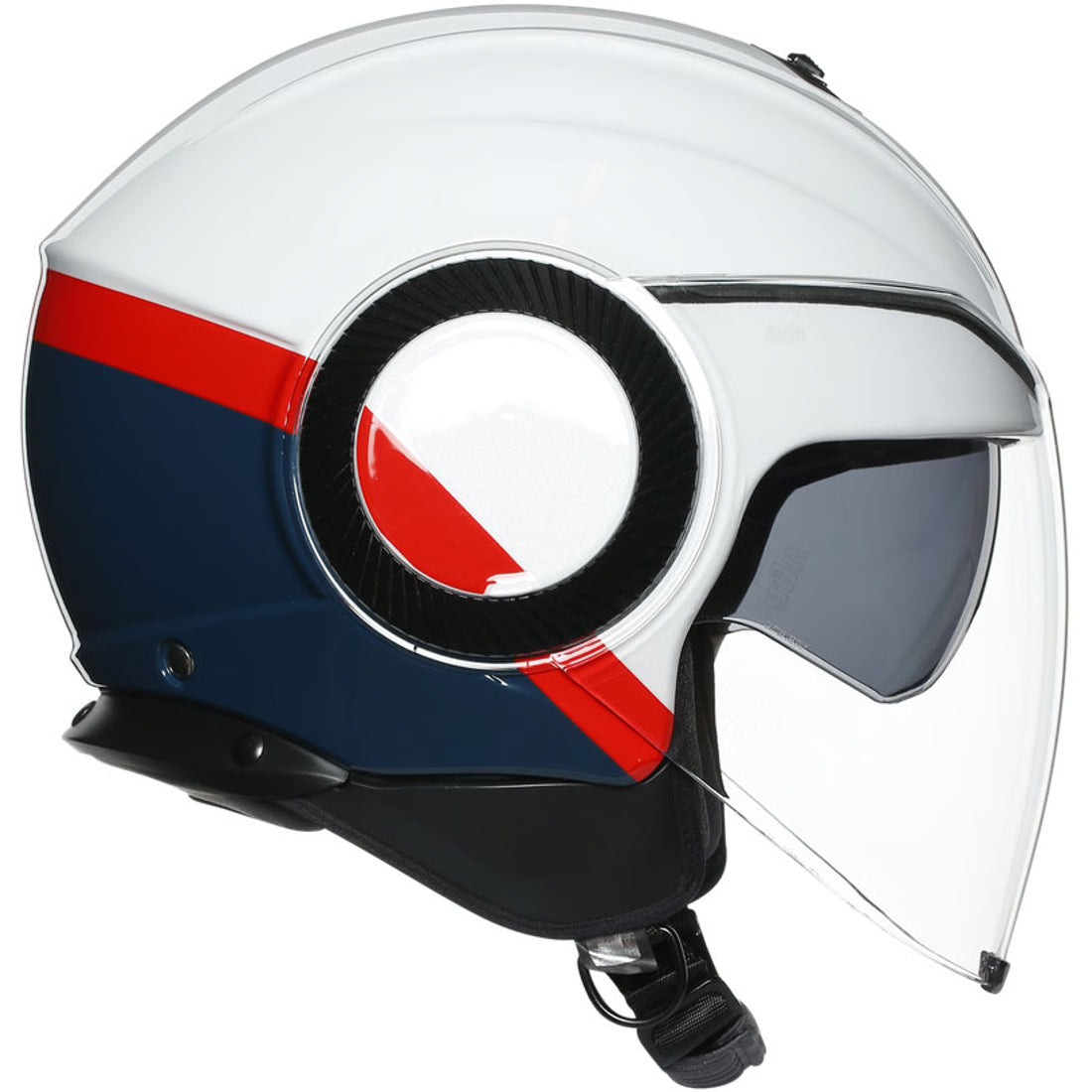 AGV hjälm Orbyt Block pärlvit/blå/röd