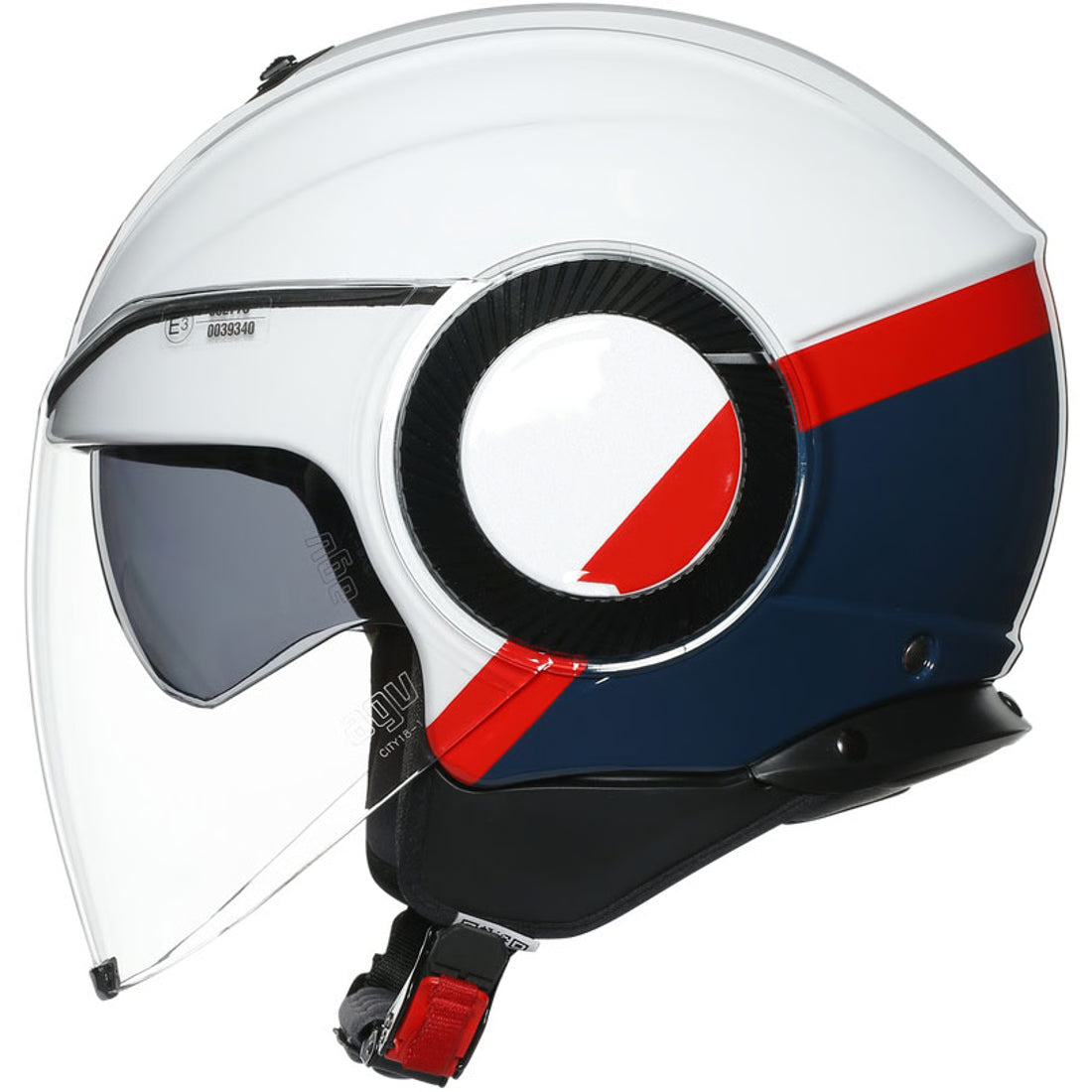 AGV hjälm Orbyt Block pärlvit/blå/röd
